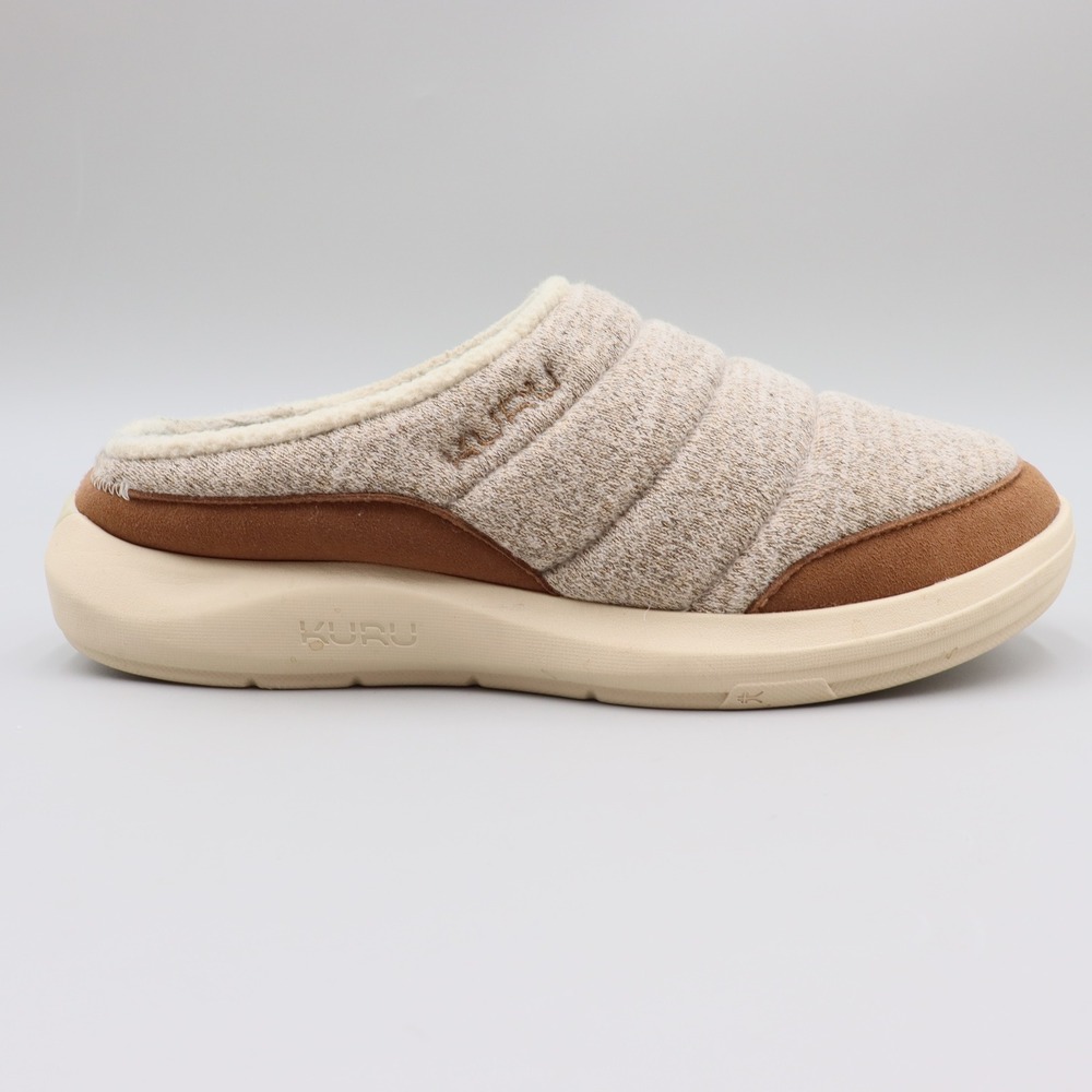 KURU Draft 2 Slippers Womens Size 9.5M US Ivory Brown Casual Mules Orthopedic